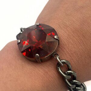 Handcrafted Large Siam Red Swarovski Crystal Chunky Chain Bracelet - Luxury Look